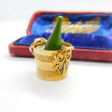 Large 9ct Yellow Gold Champagne Ice Bucket Charm Pendant 1963 London