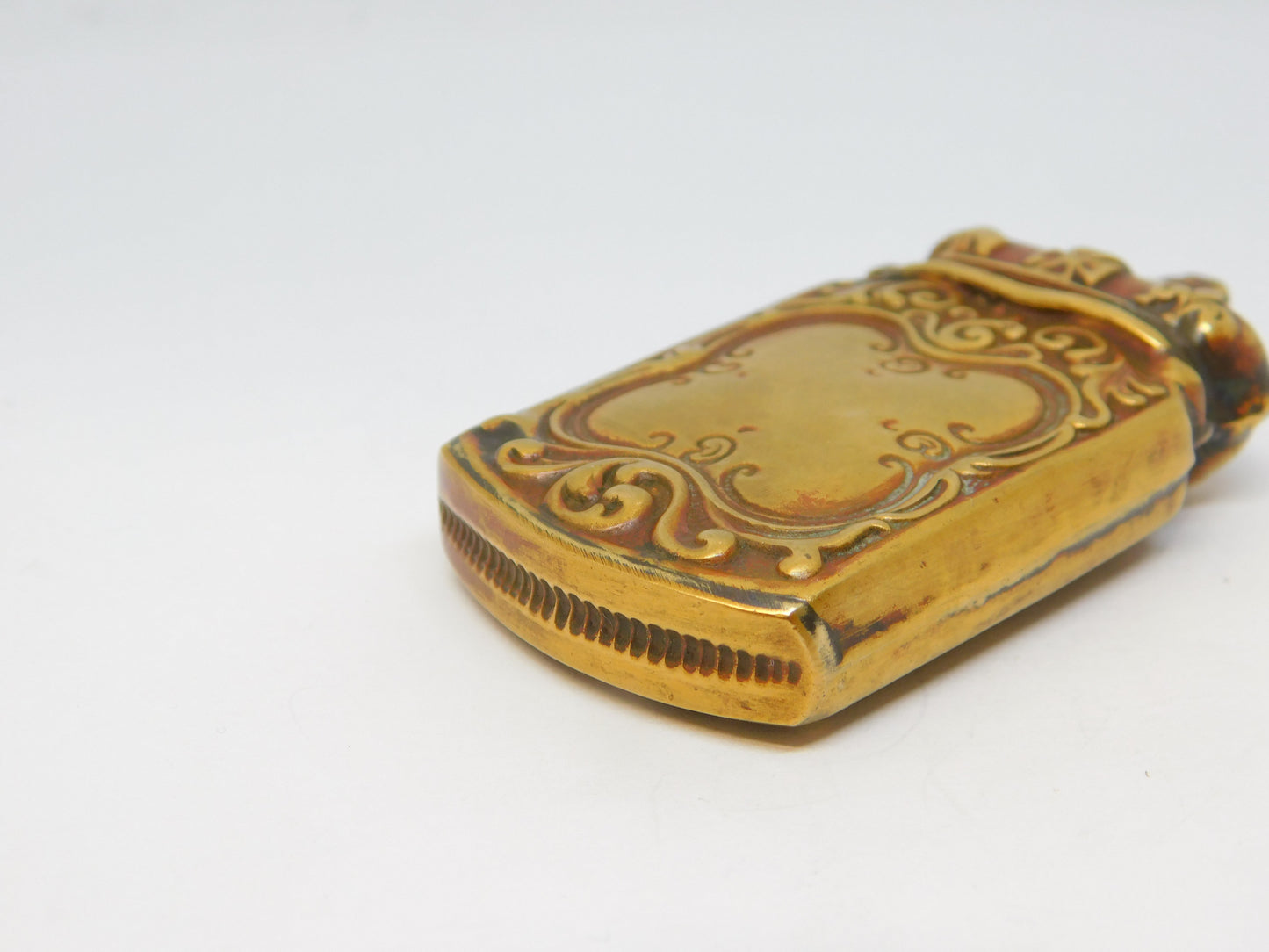 King Edward VII Brass Coronation Crown Vesta Matches Case Antique c1901