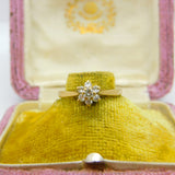 9ct Yellow Gold Diamond Floral Daisy Cluster Ring 1986 Birmingham Vintage