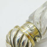 Victorian Sterling Silver Gilt Moulded Glass Double-Ended Scent Bottle Antique 1887