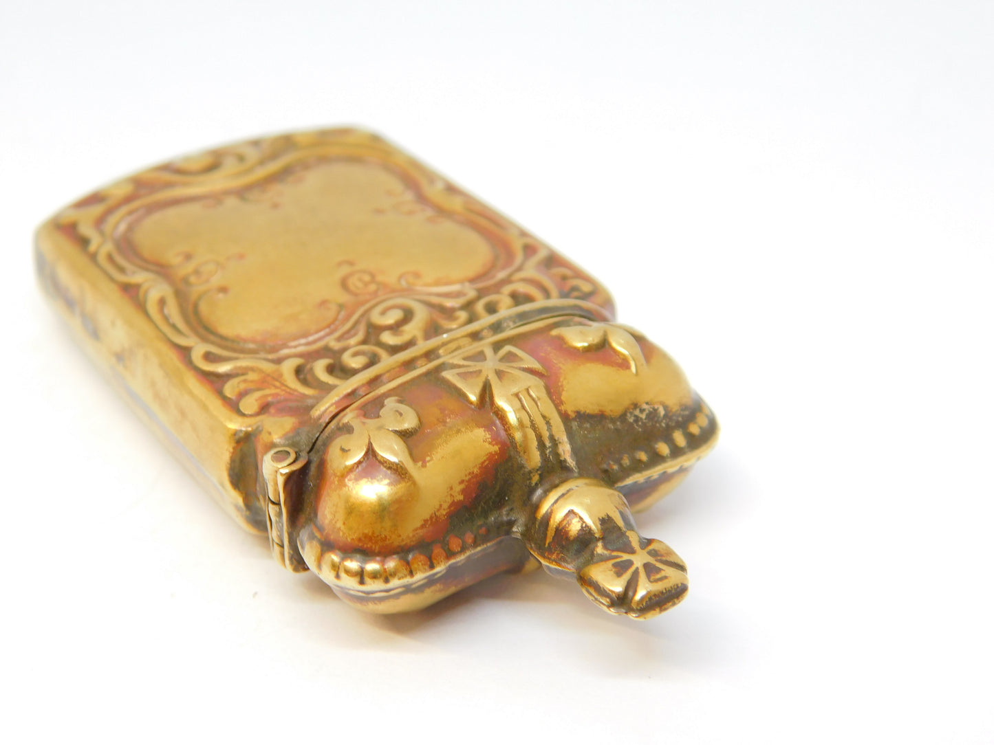 King Edward VII Brass Coronation Crown Vesta Matches Case Antique c1901