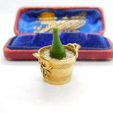Large 9ct Yellow Gold Champagne Ice Bucket Charm Pendant 1963 London