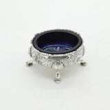 George II Sterling Silver Floral Blue Lined Salt Cellar c1740 London Antique
