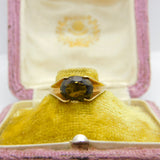 9ct Yellow Gold & Faceted Citrine Set Band Ring Vintage 1973 Birmingham