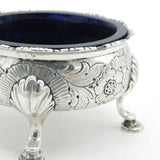 George II Sterling Silver Floral Blue Lined Salt Cellar c1740 London Antique