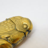 19th Century Brass Novelty Parrot & Frog Vesta Case Antique c1890