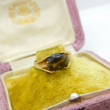 9ct Yellow Gold & Faceted Citrine Set Band Ring Vintage 1973 Birmingham