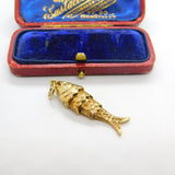Large 9ct Yellow Gold Articulated Flapping Fish Pendant 1979 London Vintage