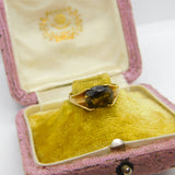 9ct Yellow Gold & Faceted Citrine Set Band Ring Vintage 1973 Birmingham