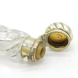 Victorian Sterling Silver Gilt Moulded Glass Double-Ended Scent Bottle Antique 1887