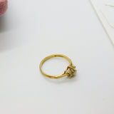 9ct Yellow Gold Diamond Floral Daisy Cluster Ring 1986 Birmingham Vintage