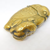 19th Century Brass Novelty Parrot & Frog Vesta Case Antique c1890