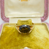 9ct Yellow Gold & Faceted Citrine Set Band Ring Vintage 1973 Birmingham
