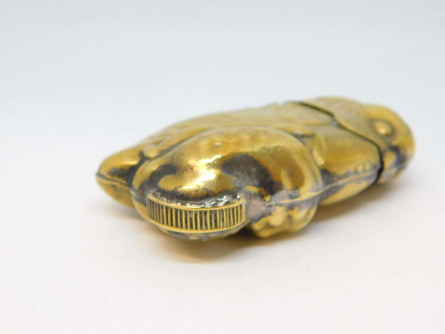 19th Century Brass Novelty Parrot & Frog Vesta Case Antique c1890