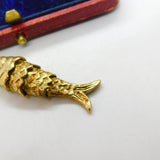 Large 9ct Yellow Gold Articulated Flapping Fish Pendant 1979 London Vintage