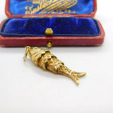Large 9ct Yellow Gold Articulated Flapping Fish Pendant 1979 London Vintage