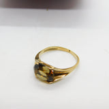 9ct Yellow Gold & Faceted Citrine Set Band Ring Vintage 1973 Birmingham