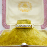 9ct Yellow Gold & Seven Stone Diamond Paste Half Eternity Ring Vintage 2003