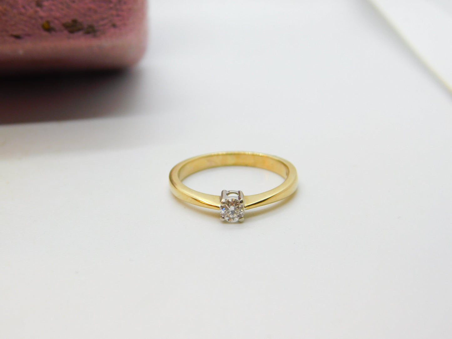 9ct Yellow Gold & 0.2ct Diamond Solitaire Ring Vintage Sheffield c1990