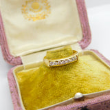 9ct Yellow Gold & Seven Stone Diamond Paste Half Eternity Ring Vintage 2003