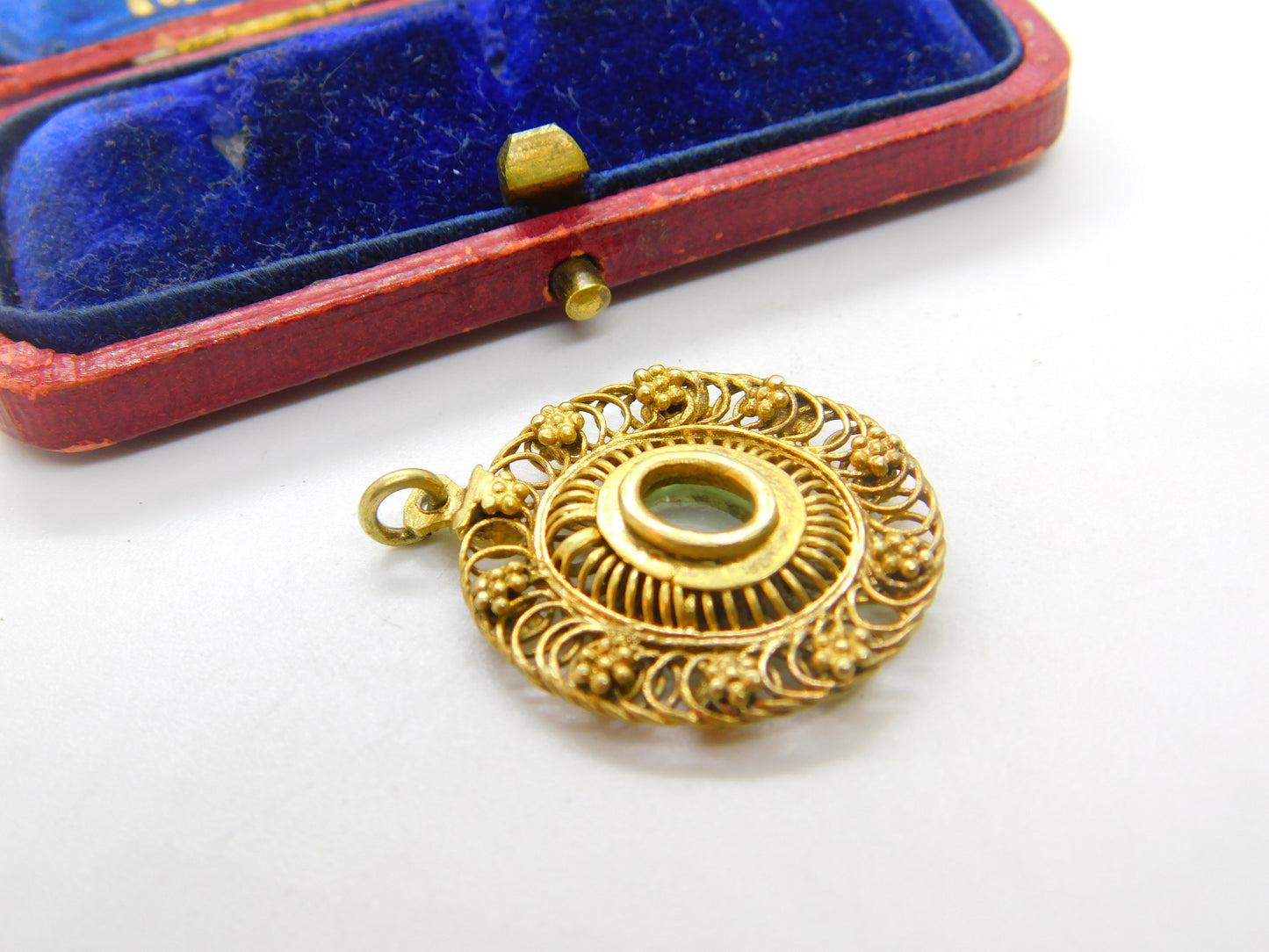 18th Century Spanish Colonial Silver Gilt Filigree Locket Pendant Antique c1750