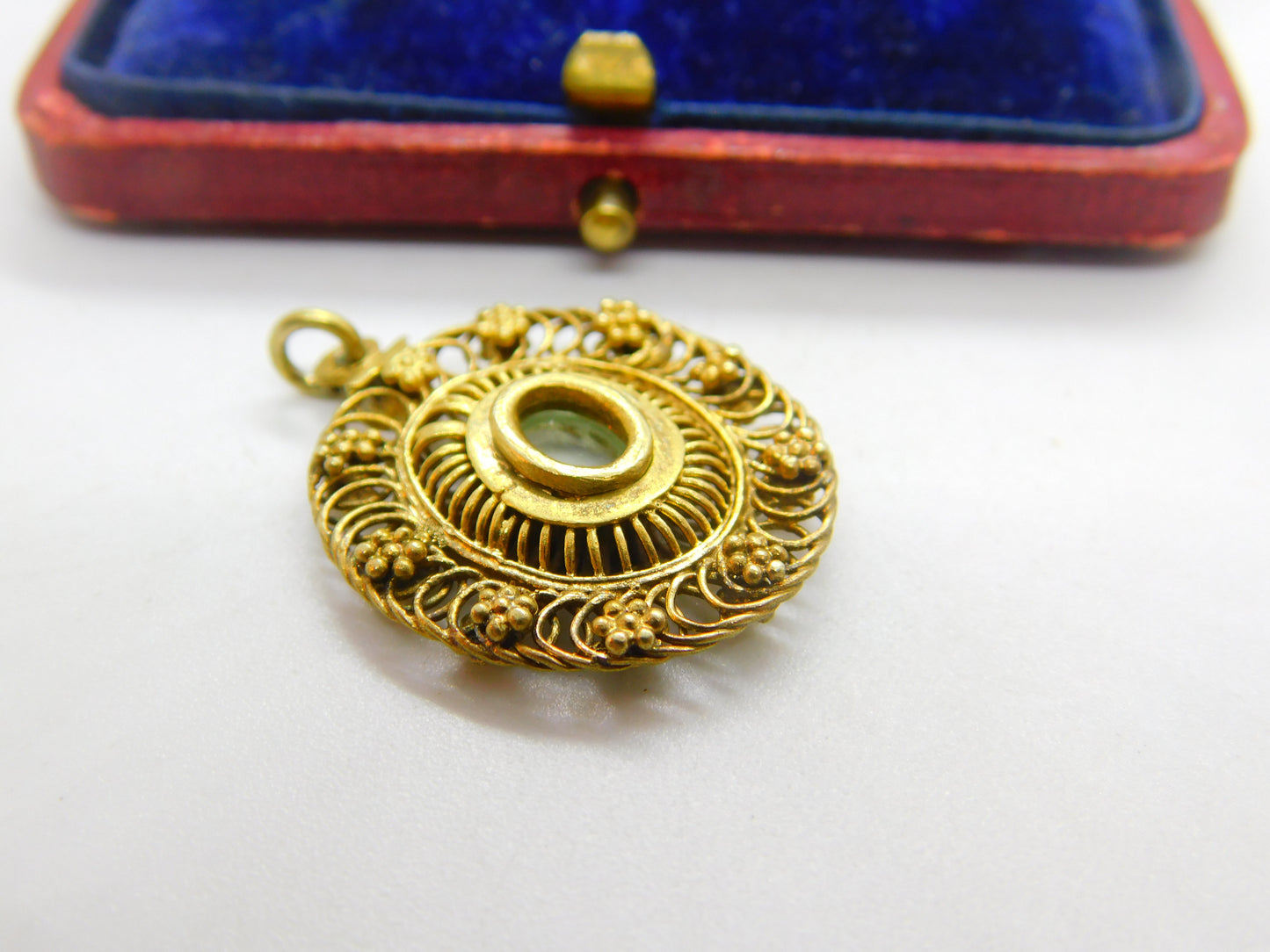 18th Century Spanish Colonial Silver Gilt Filigree Locket Pendant Antique c1750