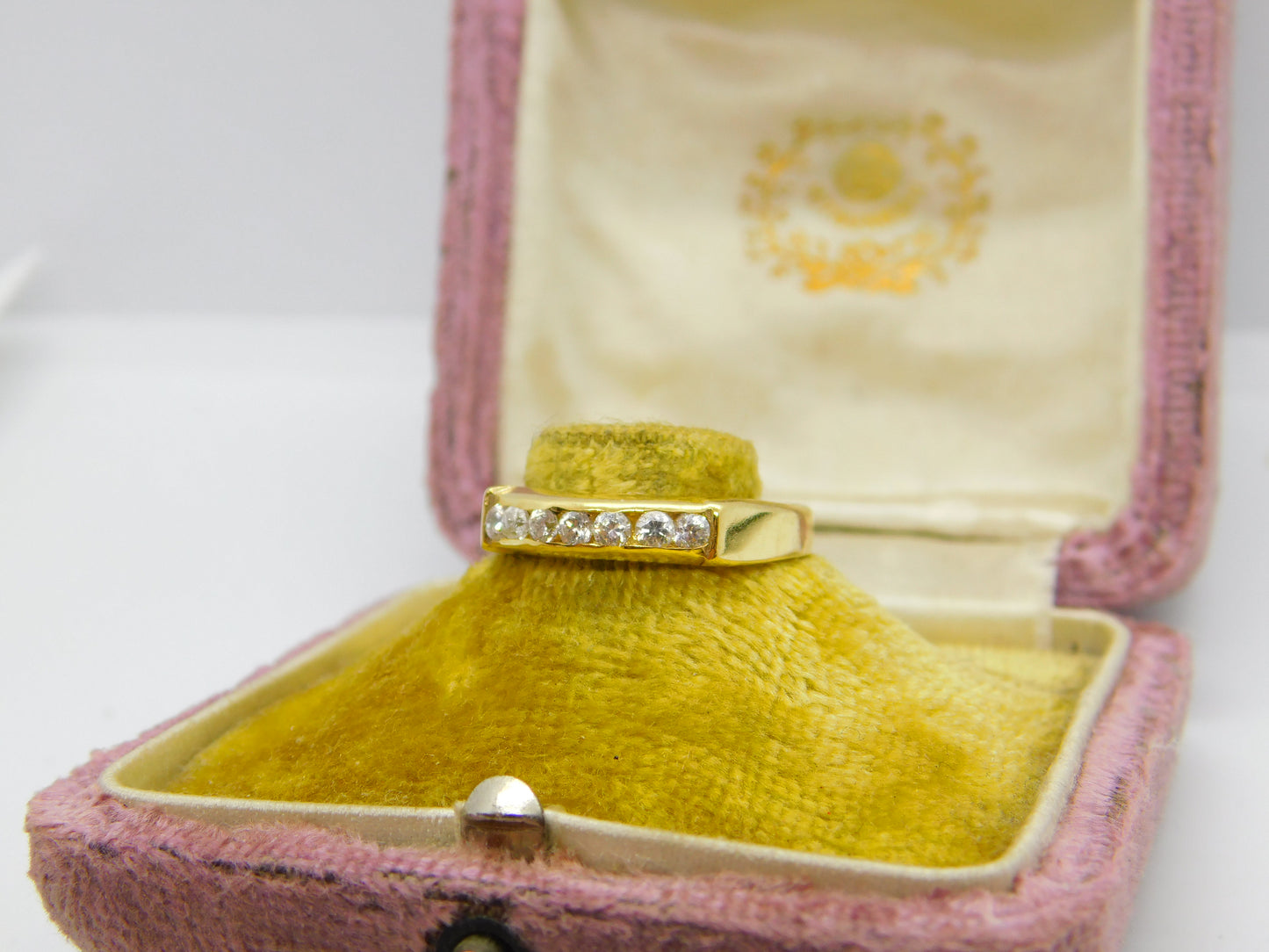 9ct Yellow Gold & Seven Stone Diamond Paste Half Eternity Ring Vintage 2003