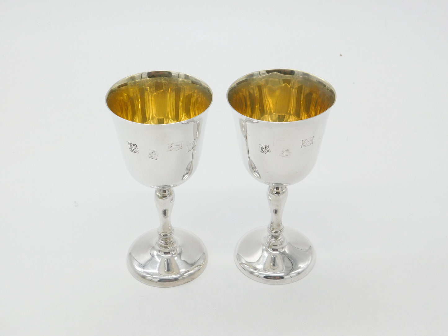 Pair of Sterling Silver Wine Chalices or Goblets Vintage 1973 Birmingham