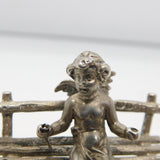 Victorian Sterling Silver Miniature Putti Cherub on Bench Figure Antique 1901 London