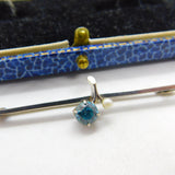 9ct White Gold, Topaz & Seed Pearl Floral Sweetheart Brooch Antique c1930 Deco