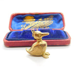 9ct Yellow Gold Puffy Duck Charm or Pendant 1974 Vintage London