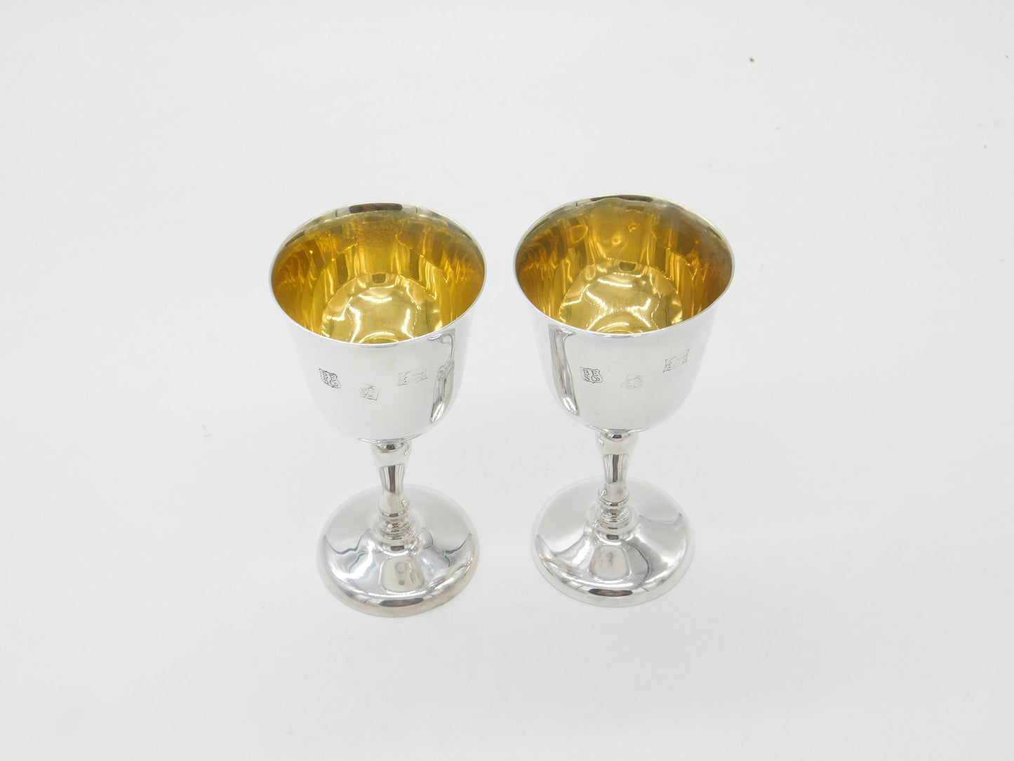 Pair of Sterling Silver Wine Chalices or Goblets Vintage 1973 Birmingham