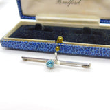 9ct White Gold, Topaz & Seed Pearl Floral Sweetheart Brooch Antique c1930 Deco