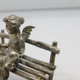 Victorian Sterling Silver Miniature Putti Cherub on Bench Figure Antique 1901 London
