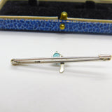 9ct White Gold, Topaz & Seed Pearl Floral Sweetheart Brooch Antique c1930 Deco