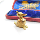 9ct Yellow Gold Puffy Duck Charm or Pendant 1974 Vintage London