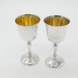 Pair of Sterling Silver Wine Chalices or Goblets Vintage 1973 Birmingham