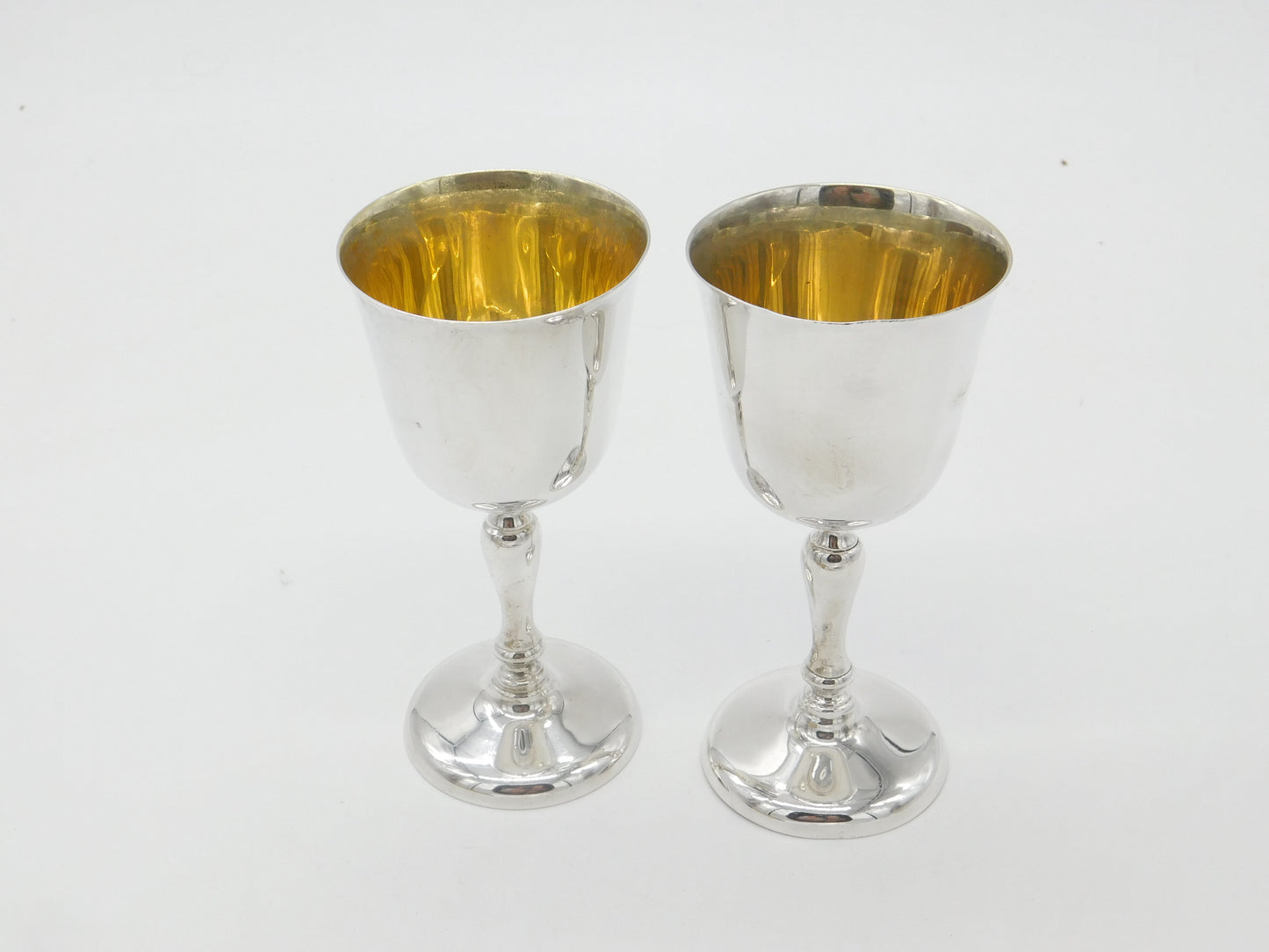 Pair of Sterling Silver Wine Chalices or Goblets Vintage 1973 Birmingham