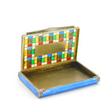 Sterling Silver, Guilloche Enamel & Stained Glass Vesta Case Antique c1920 Deco