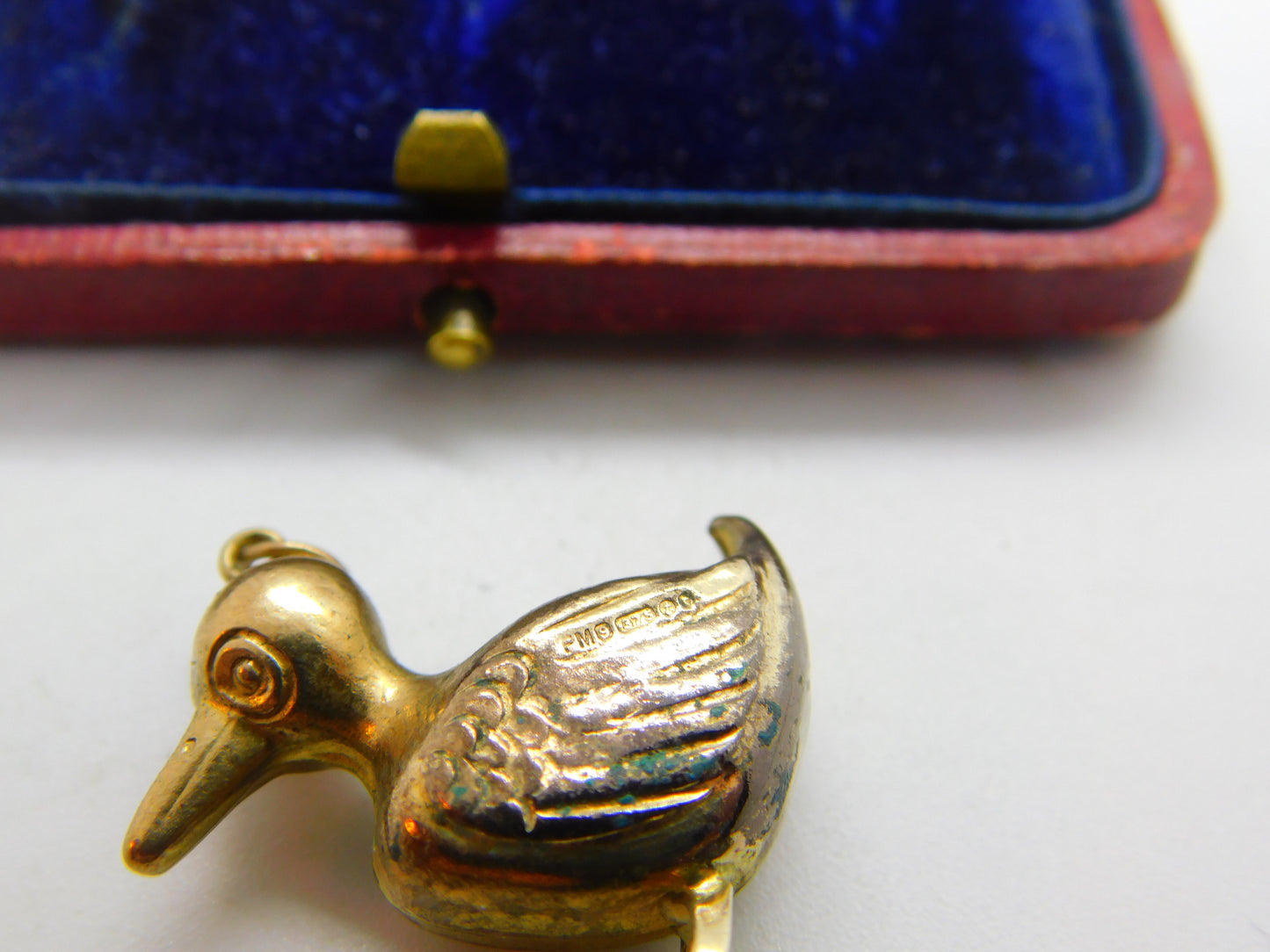 9ct Yellow Gold Puffy Duck Charm or Pendant 1974 Vintage London