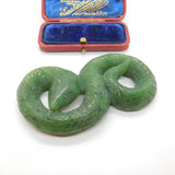 Carved Chinese Green Jade Snake or Serpant Sculpture Antique Art Deco c1920