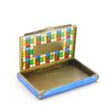 Sterling Silver, Guilloche Enamel & Stained Glass Vesta Case Antique c1920 Deco