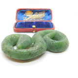 Carved Chinese Green Jade Snake or Serpant Sculpture Antique Art Deco c1920
