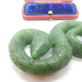 Carved Chinese Green Jade Snake or Serpant Sculpture Antique Art Deco c1920