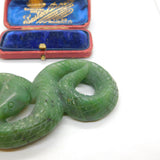 Carved Chinese Green Jade Snake or Serpant Sculpture Antique Art Deco c1920