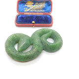 Carved Chinese Green Jade Snake or Serpant Sculpture Antique Art Deco c1920