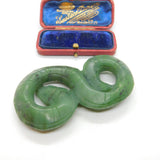 Carved Chinese Green Jade Snake or Serpant Sculpture Antique Art Deco c1920