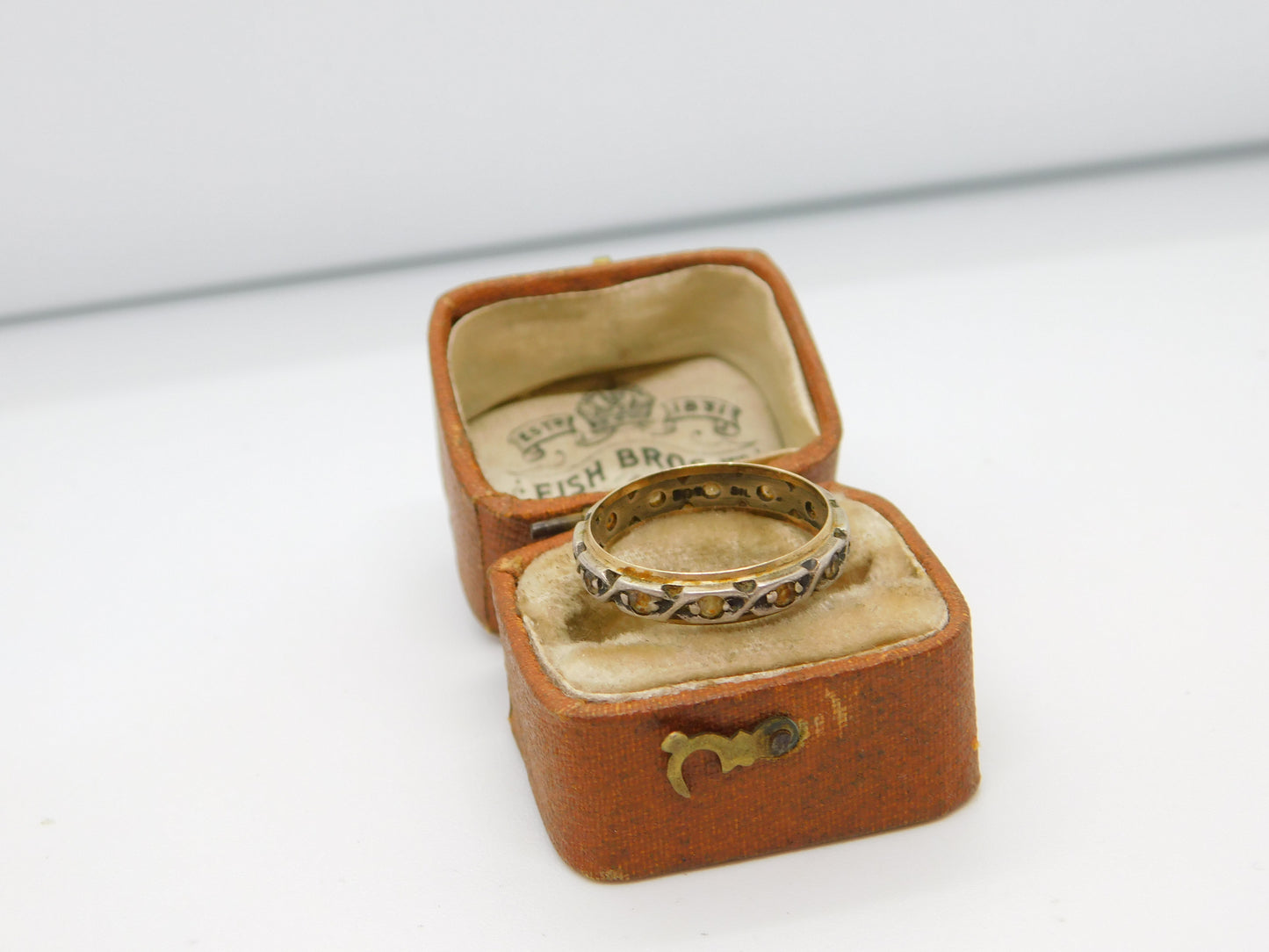 9ct Gold & Sterling Silver Paste Set Eternity Ring Antique c1930 Art Deco