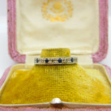 9ct White Gold, Diamond & Sapphire Half Eternity Ring 1966 London Vintage