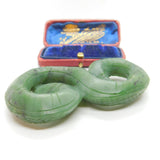 Carved Chinese Green Jade Snake or Serpant Sculpture Antique Art Deco c1920